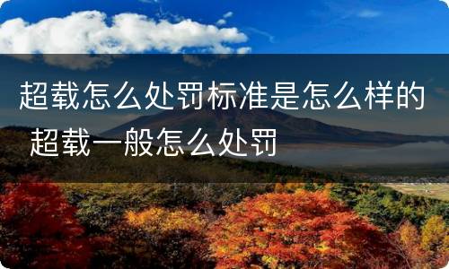 超载怎么处罚标准是怎么样的 超载一般怎么处罚