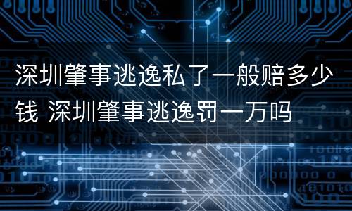 深圳肇事逃逸私了一般赔多少钱 深圳肇事逃逸罚一万吗