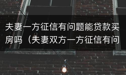 夫妻一方征信有问题能贷款买房吗（夫妻双方一方征信有问题可以贷款买房吗）