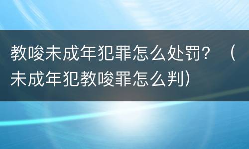 教唆未成年犯罪怎么处罚？（未成年犯教唆罪怎么判）