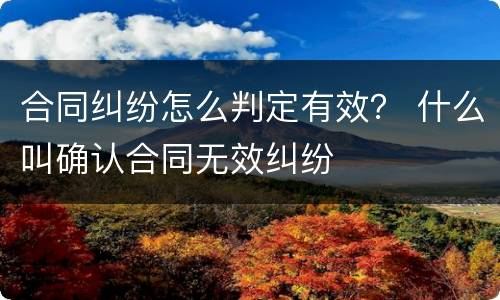 合同纠纷怎么判定有效？ 什么叫确认合同无效纠纷