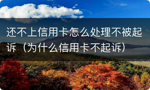 还不上信用卡怎么处理不被起诉（为什么信用卡不起诉）