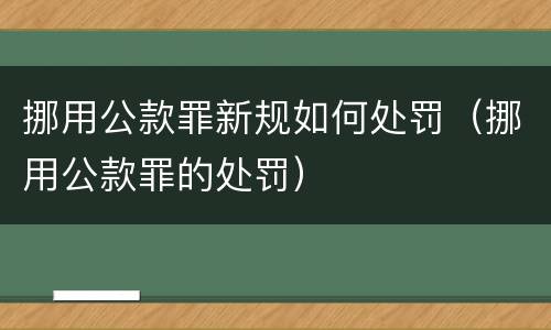 挪用公款罪新规如何处罚（挪用公款罪的处罚）