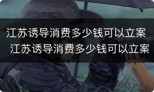 江苏诱导消费多少钱可以立案 江苏诱导消费多少钱可以立案追诉