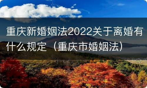 重庆新婚姻法2022关于离婚有什么规定（重庆市婚姻法）