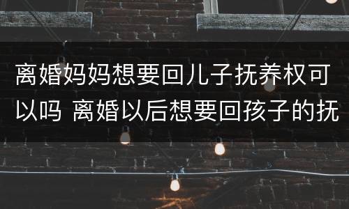 离婚妈妈想要回儿子抚养权可以吗 离婚以后想要回孩子的抚养权