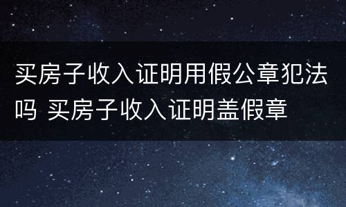 买房子收入证明用假公章犯法吗 买房子收入证明盖假章