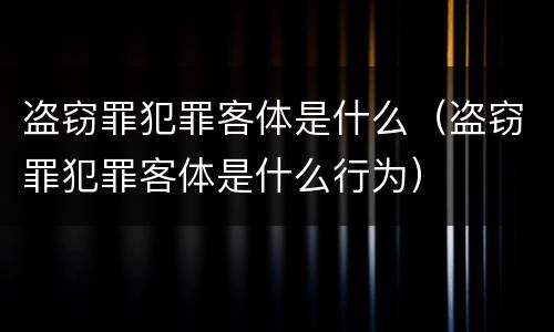 盗窃罪犯罪客体是什么（盗窃罪犯罪客体是什么行为）
