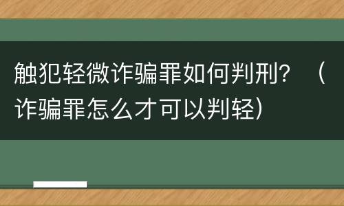 触犯轻微诈骗罪如何判刑？（诈骗罪怎么才可以判轻）