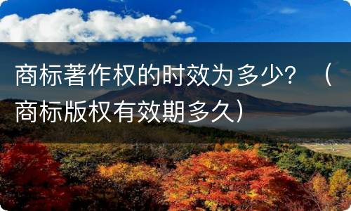 商标著作权的时效为多少？（商标版权有效期多久）