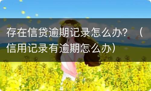 存在信贷逾期记录怎么办？（信用记录有逾期怎么办）