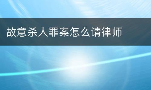 故意杀人罪案怎么请律师