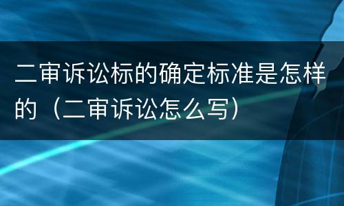 二审诉讼标的确定标准是怎样的（二审诉讼怎么写）