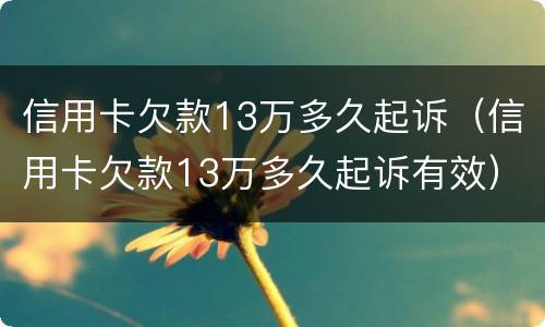 信用卡欠款13万多久起诉（信用卡欠款13万多久起诉有效）