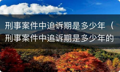 刑事案件中追诉期是多少年（刑事案件中追诉期是多少年的）
