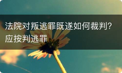 法院对叛逃罪既遂如何裁判? 应按判逃罪