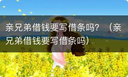 亲兄弟借钱要写借条吗？（亲兄弟借钱要写借条吗）