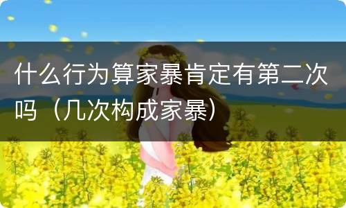 什么行为算家暴肯定有第二次吗（几次构成家暴）