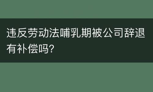 违反劳动法哺乳期被公司辞退有补偿吗？