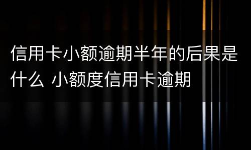 信用卡小额逾期半年的后果是什么 小额度信用卡逾期