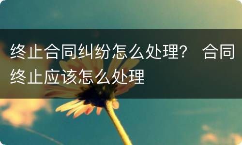 终止合同纠纷怎么处理？ 合同终止应该怎么处理