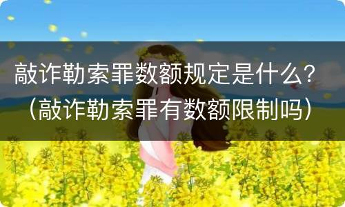 敲诈勒索罪数额规定是什么？（敲诈勒索罪有数额限制吗）