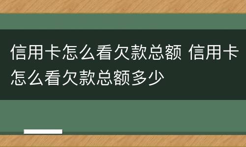 信用卡怎么看欠款总额 信用卡怎么看欠款总额多少