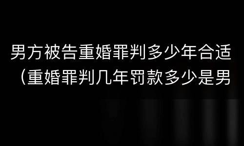 男方被告重婚罪判多少年合适（重婚罪判几年罚款多少是男方重婚）