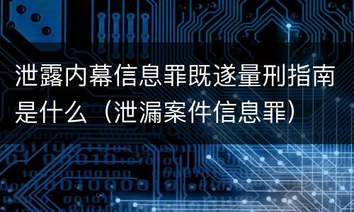 泄露内幕信息罪既遂量刑指南是什么（泄漏案件信息罪）