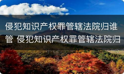 侵犯知识产权罪管辖法院归谁管 侵犯知识产权罪管辖法院归谁管辖