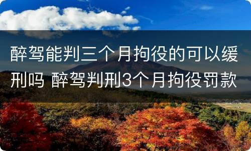 醉驾能判三个月拘役的可以缓刑吗 醉驾判刑3个月拘役罚款多少