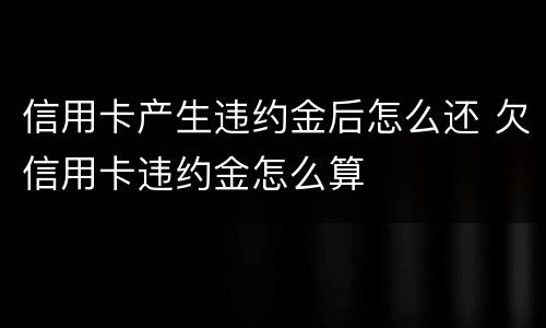 信用卡产生违约金后怎么还 欠信用卡违约金怎么算