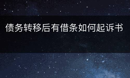 债务转移后有借条如何起诉书