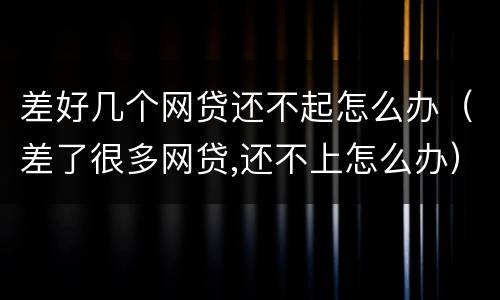 差好几个网贷还不起怎么办（差了很多网贷,还不上怎么办）