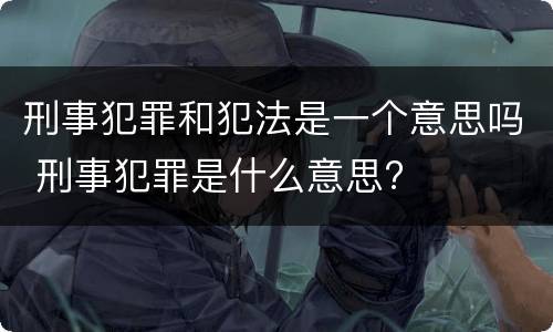 刑事犯罪和犯法是一个意思吗 刑事犯罪是什么意思?