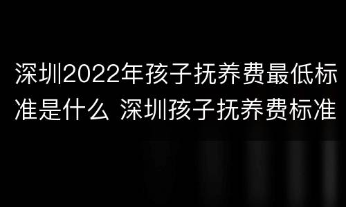 深圳2022年孩子抚养费最低标准是什么 深圳孩子抚养费标准2020多少钱一个月