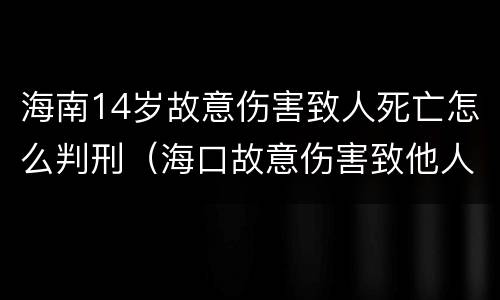 海南14岁故意伤害致人死亡怎么判刑（海口故意伤害致他人死亡）