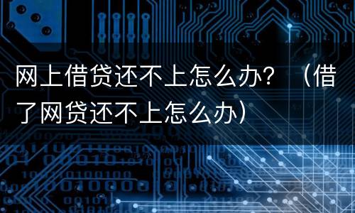 网上借贷还不上怎么办？（借了网贷还不上怎么办）