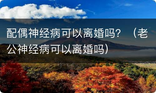 配偶神经病可以离婚吗？（老公神经病可以离婚吗）