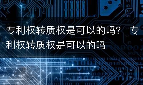 专利权转质权是可以的吗？ 专利权转质权是可以的吗
