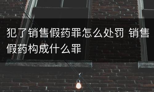 犯了销售假药罪怎么处罚 销售假药构成什么罪