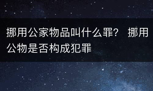 挪用公家物品叫什么罪？ 挪用公物是否构成犯罪