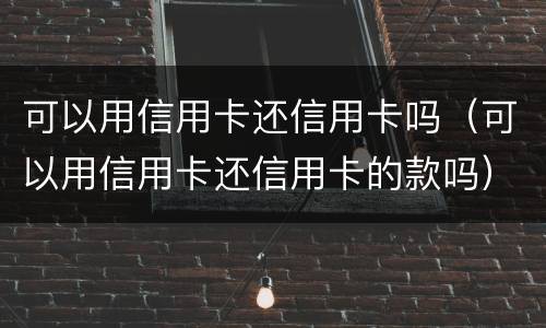 可以用信用卡还信用卡吗（可以用信用卡还信用卡的款吗）
