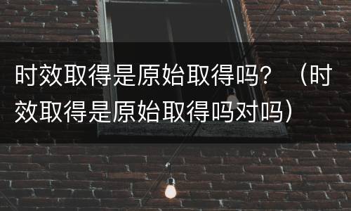 时效取得是原始取得吗？（时效取得是原始取得吗对吗）