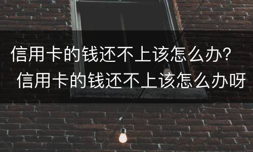 信用卡的钱还不上该怎么办？ 信用卡的钱还不上该怎么办呀