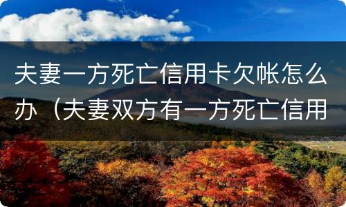 夫妻一方死亡信用卡欠帐怎么办（夫妻双方有一方死亡信用卡需要还吗）