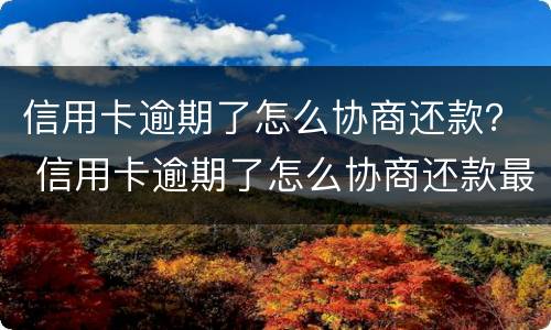信用卡逾期了怎么协商还款？ 信用卡逾期了怎么协商还款最划算