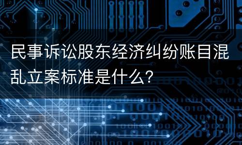 民事诉讼股东经济纠纷账目混乱立案标准是什么？