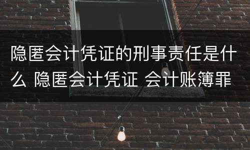 隐匿会计凭证的刑事责任是什么 隐匿会计凭证 会计账簿罪的构成要件