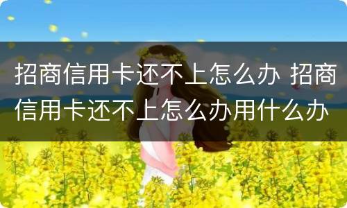 招商信用卡还不上怎么办 招商信用卡还不上怎么办用什么办法解决
